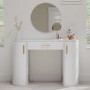 ALMOST PERFECT - White and Gold Large Dressing Table with Storage Drawer and Shelves - Lily