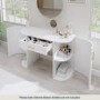 ALMOST PERFECT - White and Gold Large Dressing Table with Storage Drawer and Shelves - Lily