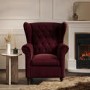 ALMOST PERFECT - Burgundy Velvet Wingback Armchair - Martha
