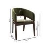 ALMOST PERFECT - Set of 2 Walnut & Olive Green Velvet Curved Dining Chairs - Owen