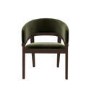 ALMOST PERFECT - Set of 2 Walnut & Olive Green Velvet Curved Dining Chairs - Owen