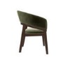 ALMOST PERFECT - Set of 2 Walnut & Olive Green Velvet Curved Dining Chairs - Owen