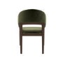 ALMOST PERFECT - Set of 2 Walnut & Olive Green Velvet Curved Dining Chairs - Owen