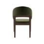ALMOST PERFECT - Set of 2 Walnut & Olive Green Velvet Curved Dining Chairs - Owen