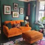 ALMOST PERFECT - Orange Velvet Footstool - Payton