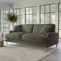 ALMOST PERFECT - Green Fabric 3 Seater Feather Filled Sofa - Payton Premium ALMOST PERFECT - Green Fabric 3 Seater Feather Filled Sofa - Payton Premium