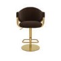 ALMOST PERFECT - Brown Velvet Adjustable Swivel Bar Stool with Gold Base - Ronnie