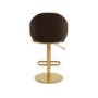 ALMOST PERFECT - Brown Velvet Adjustable Swivel Bar Stool with Gold Base - Ronnie