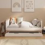 ALMOST PERFECT - White and Wood Convertible Cot Bed with Drawer Storage - Rue