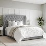 ALMOST PERFECT - Grey Velvet Double Ottoman Bed with Winged Headboard - Safina