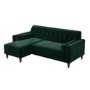Green Velvet Left Hand 3 Seater Small Chaise Corner Sofa - Idris