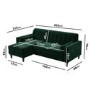 Green Velvet Left Hand 3 Seater Small Chaise Corner Sofa - Idris