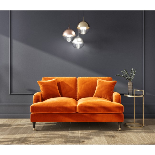 ALMOST PERFECT - Orange Velvet 2 Seater Sofa - Payton