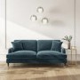 ALMOST PERFECT - Petrol Blue Velvet 3 Seater Sofa - Payton