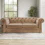 GRADE A2 - Beige Velvet Chesterfield Pull Out Sofa Bed - Seats 3 - Bronte