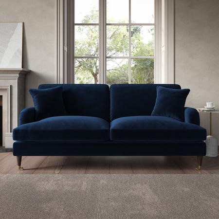 Navy Velvet 3 Seater Sofa Payton Furniture123