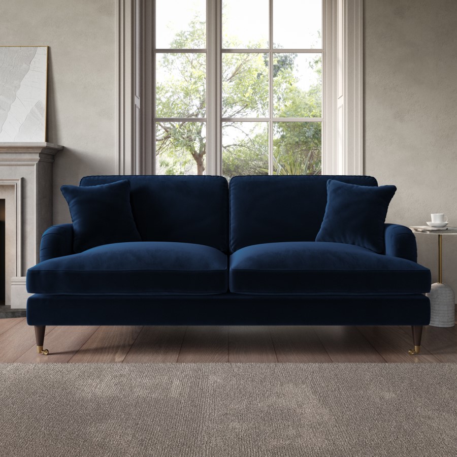 ALMOST PERFECT - Payton Dark Navy Velvet 3 Seater Sofa