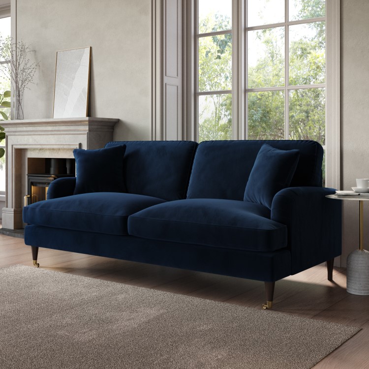 Navy Velvet 3 Seater Sofa - Payton