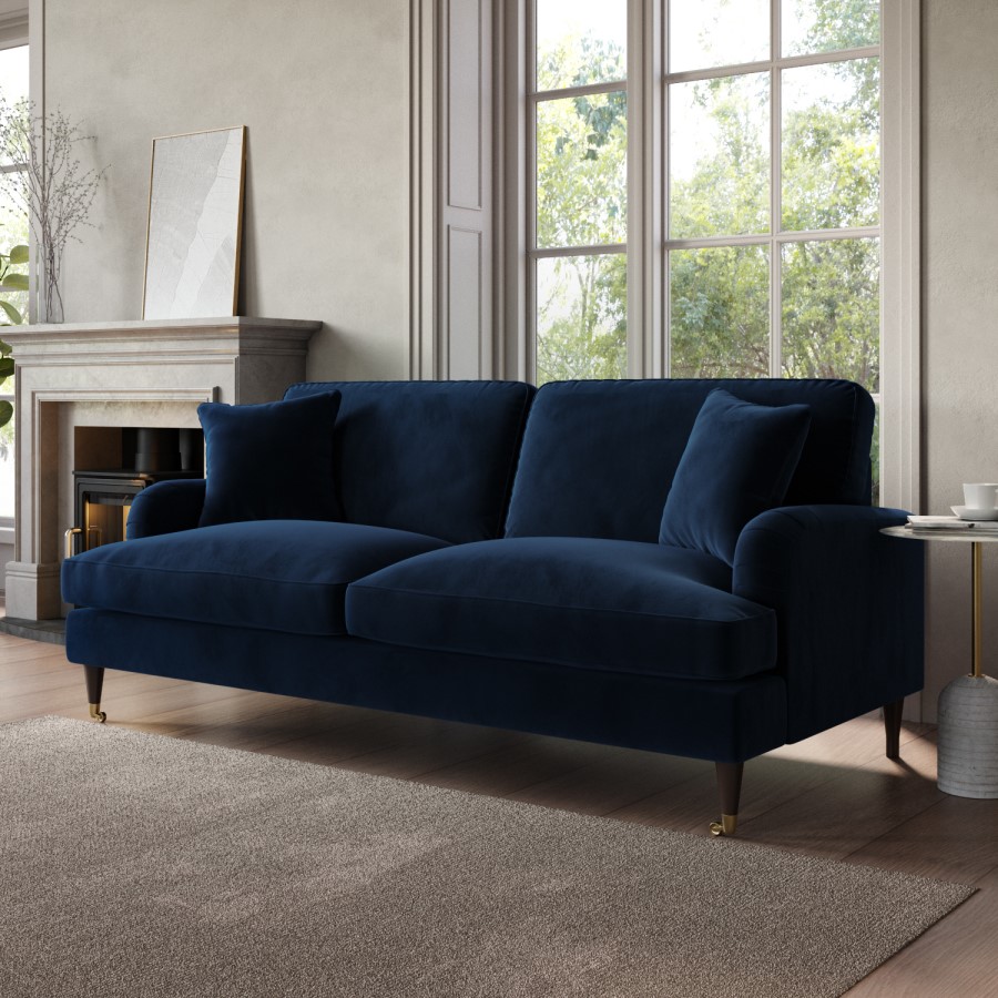 ALMOST PERFECT - Payton Dark Navy Velvet 3 Seater Sofa