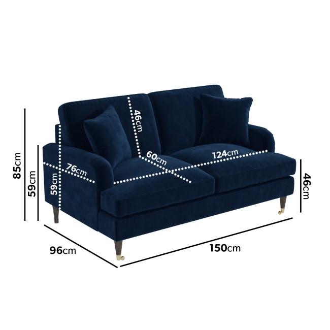 Navy Velvet 2 Seater Sofa - Payton