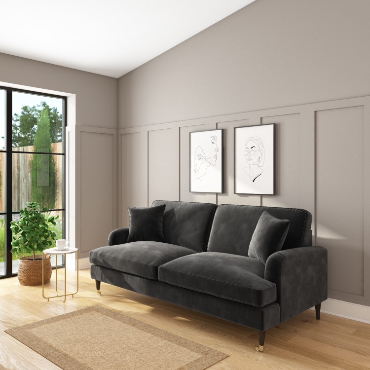 ALMOST PERFECT - Dark Grey Velvet Sofa - Seats 3 - Payton