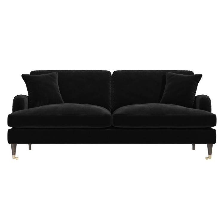 Black Velvet 3 Seater Sofa - Payton