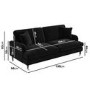 Black Velvet 3 Seater Sofa - Payton