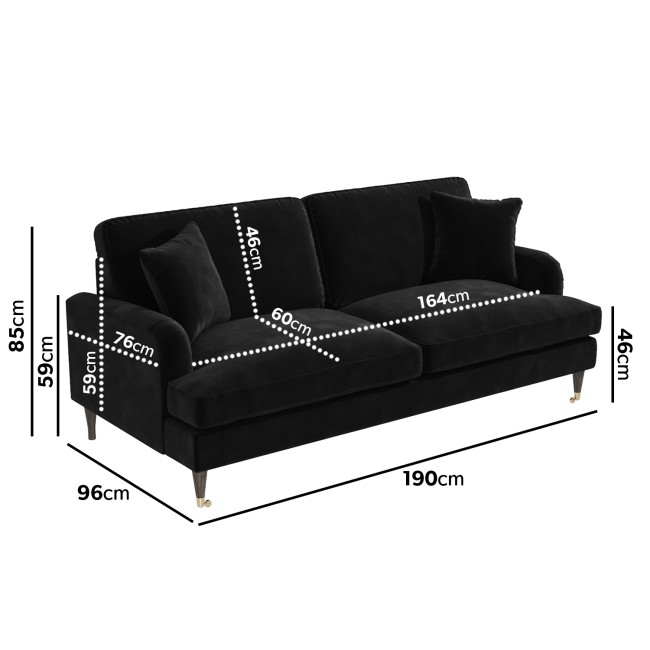 ALMOST PERFECT - Black Velvet 3 Seater Sofa - Payton