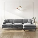 A2/SOF140 ALMOST PERFECT - Grey Velvet Right Hand Facing L Shaped Sofa - Seats 4 - Payton