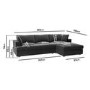 Right Hand Corner Sofa and Footstool Set in Grey Velvet - August