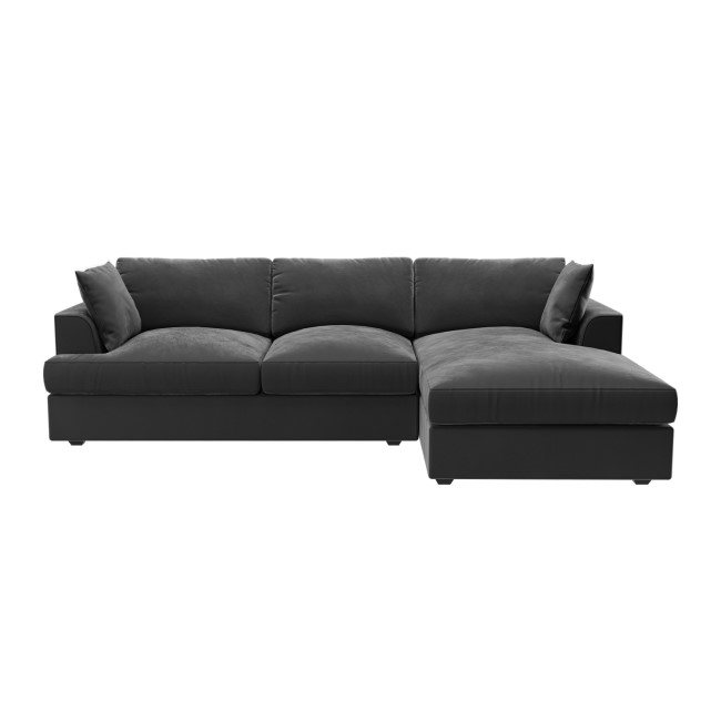 ALMOST PERFECT - Dark Grey Velvet Right Hand L Shaped Sofa - Seats 4 - August