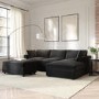 Dark Grey Velvet Right Hand 4 Seater Corner Sofa - August