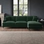 ALMOST PERFECT - Dark Green Velvet Right Hand Facing L Shaped Sofa - Seats 4 - Payton 