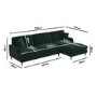 ALMOST PERFECT - Dark Green Velvet Right Hand Facing L Shaped Sofa - Seats 4 - Payton 