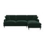 ALMOST PERFECT - Dark Green Velvet Right Hand Facing L Shaped Sofa - Seats 4 - Payton 