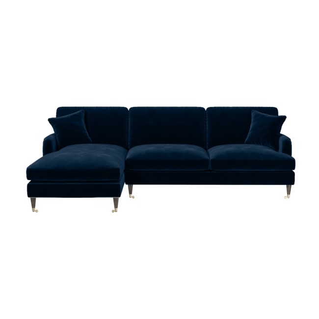 Navy Velvet Left Hand Facing 4 Seater Corner Sofa - Payton