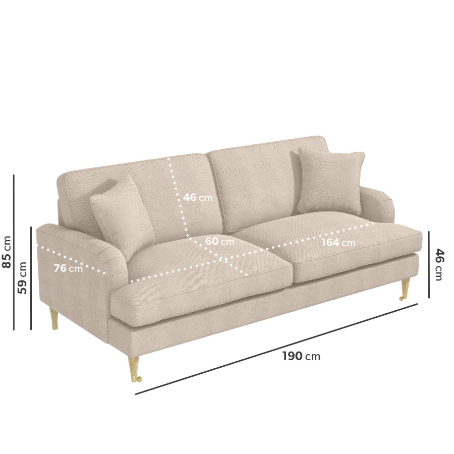 Beige Fabric 3 Seater Sofa and Footstool Set - Payton