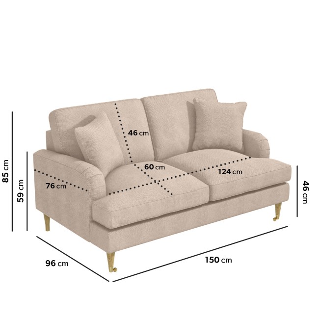 Beige Fabric 2 Seater Sofa and Footstool Set - Payton