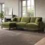 ALMOST PERFECT - Olive Green Velvet Left Hand Facing L Shaped Sofa - Seats 4 - Payton