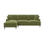 ALMOST PERFECT - Olive Green Velvet Left Hand Facing L Shaped Sofa - Seats 4 - Payton