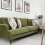 ALMOST PERFECT - Olive Green Velvet Left Hand Facing L Shaped Sofa - Seats 4 - Payton