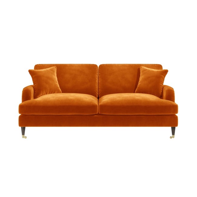 Orange Velvet 3 Seater Sofa - Payton