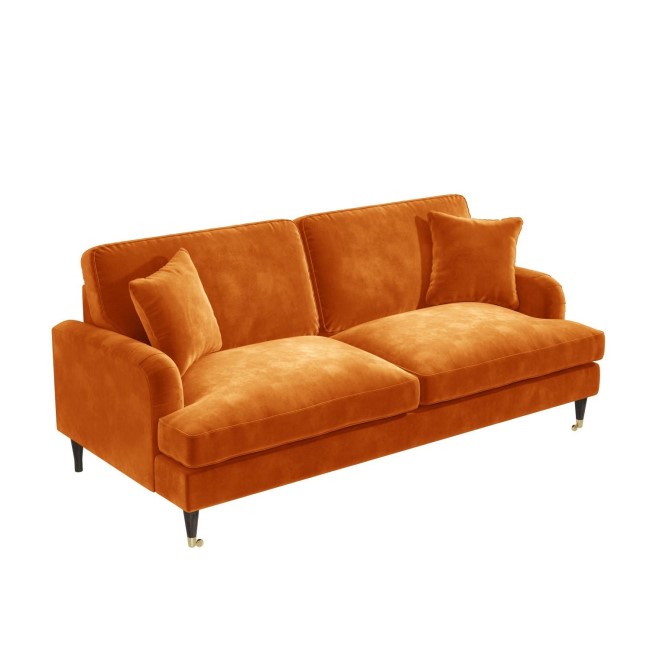 Orange Velvet 3 Seater Sofa - Payton