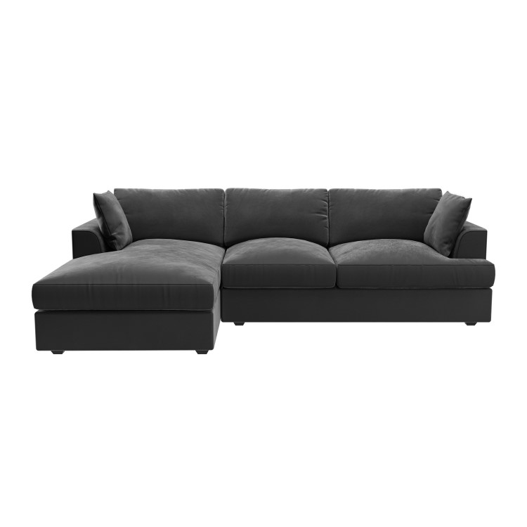 Dark Grey Velvet Left Hand 4 Seater Corner Sofa - August