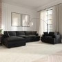 Dark Grey Velvet Left Hand 4 Seater Corner Sofa - August