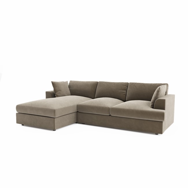 Mink Velvet Left Hand 4 Seater Corner Sofa - August