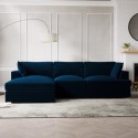 SOF179 Navy Velvet Left Hand 4 Seater Chaise Corner Sofa - August