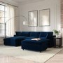 ALMOST PERFECT - Navy Velvet Left Hand L Shaped Sofa - Seats 4 - August