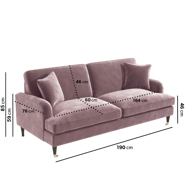 GRADE A1 - 3 Seater Sofa in Blush Pink Velvet - Payton