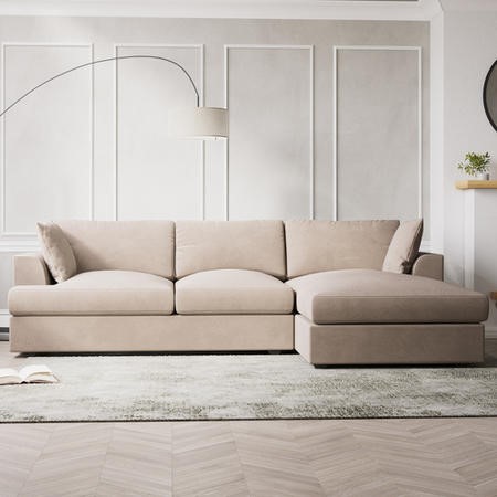 ONLY OPENED - Beige Woven 4 Seater Right Hand Facing L Shaped Sofa ...